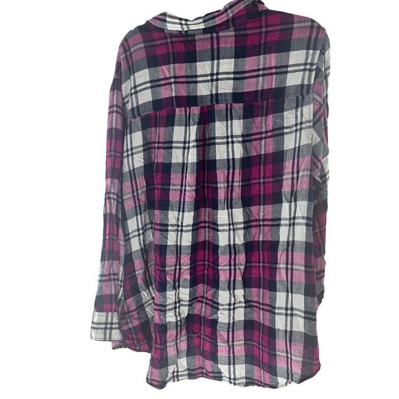 Terra & Sky Womens Plus Size Plaid Button-Up Shirt 4X 28W-30W - Picture 3 of 9